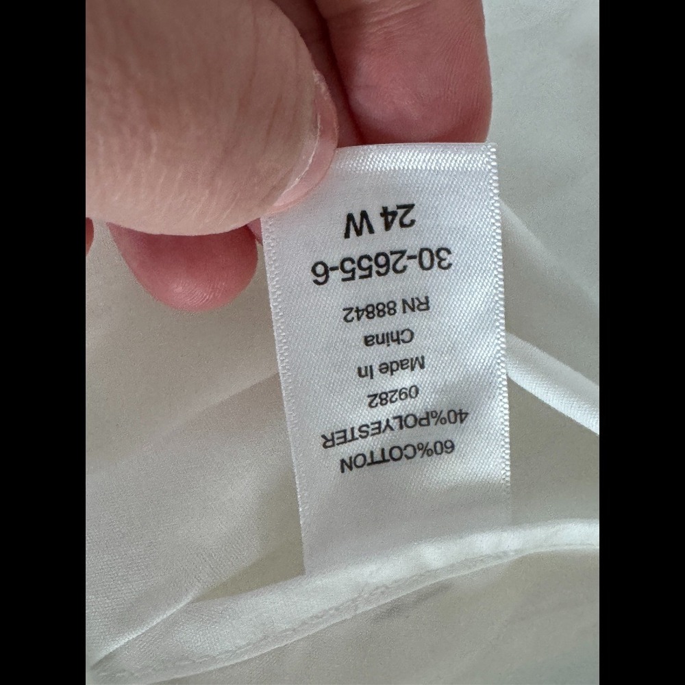 Roaman's White Pintuck Split Neck Tunic Blouse Plus Size 24W Long Sleeve - Picture 6 of 11